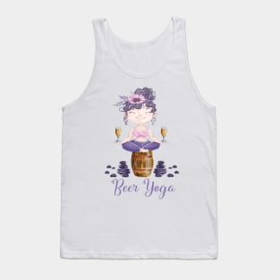 Beer Yoga Pose for Yoga Lovers and Beer Drinkers Tank Top